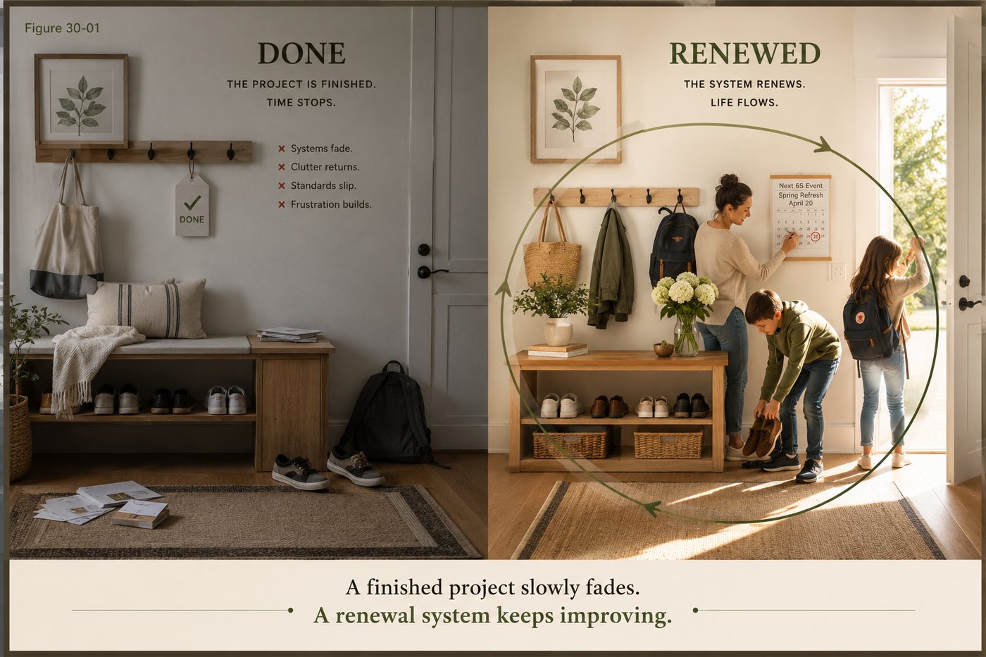 A bright, renewed entryway from the book's before and after